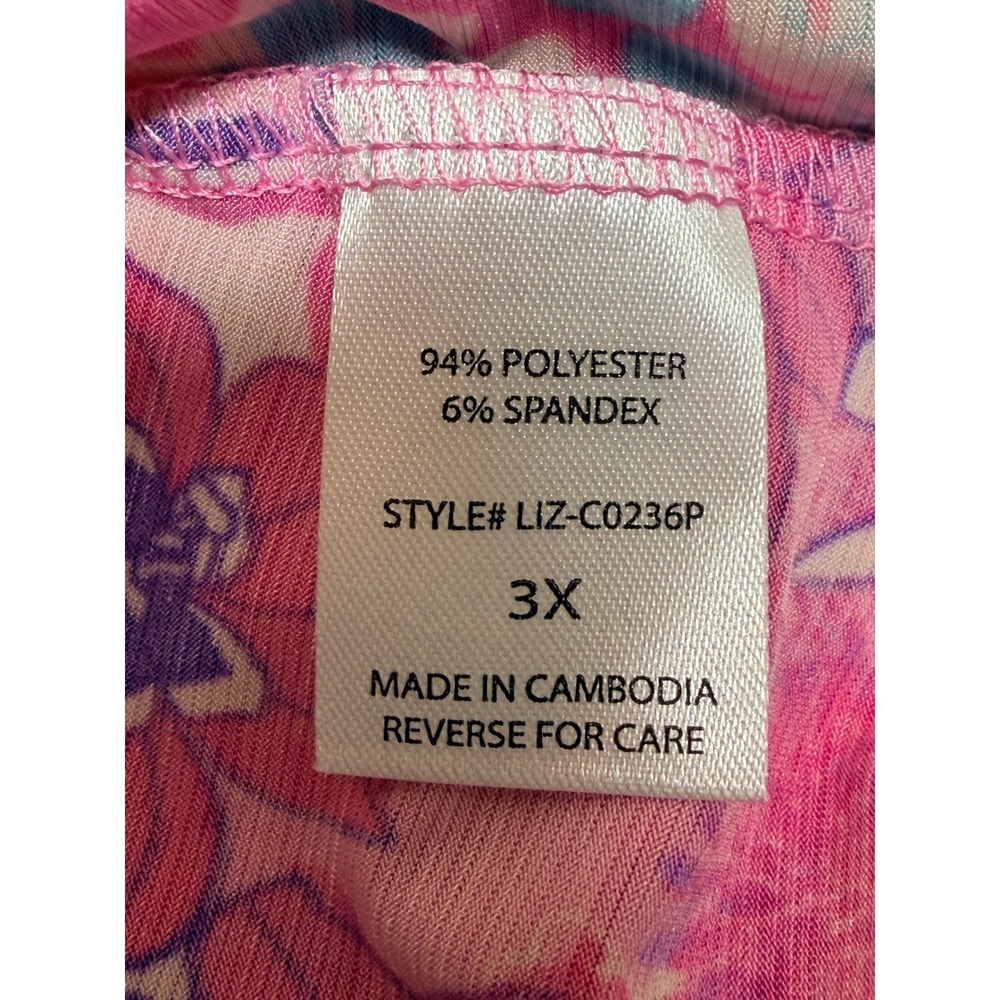 Dear Scarlett "Sweet Tart" Floral Tunic Top Pink 3/4 Roll Tab Sleeve size 3X NWT - Picture 5 of 7